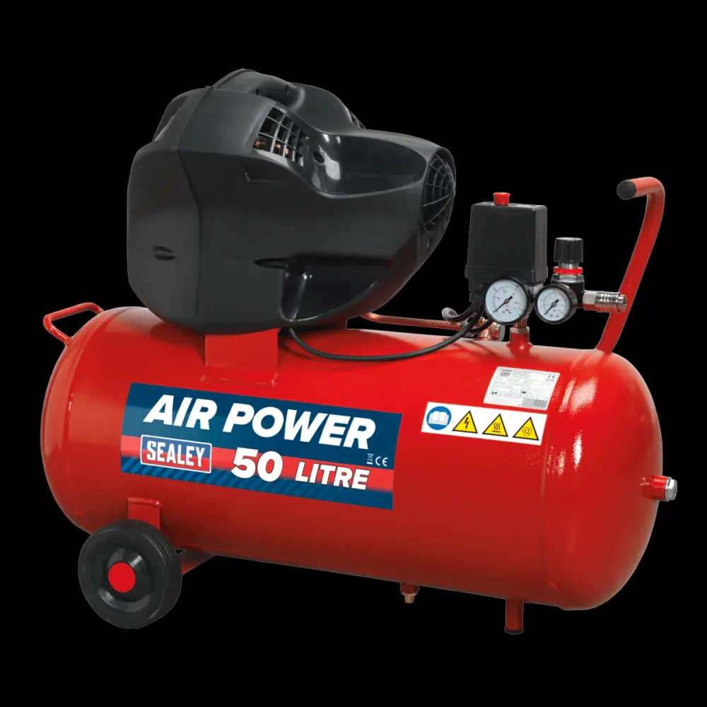 Sealey SAC05030F Air Compressor 50L V-Twin Direct Drive 3hp Oil Gratis