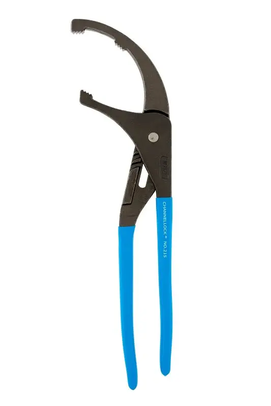 Channellock 215 Oil Filter Plier, 15-1/2 OAL, 5-1/2 Jaw Opening, Azure Handle, Comfort-Grip Handle, 3-1/2 L Jaw