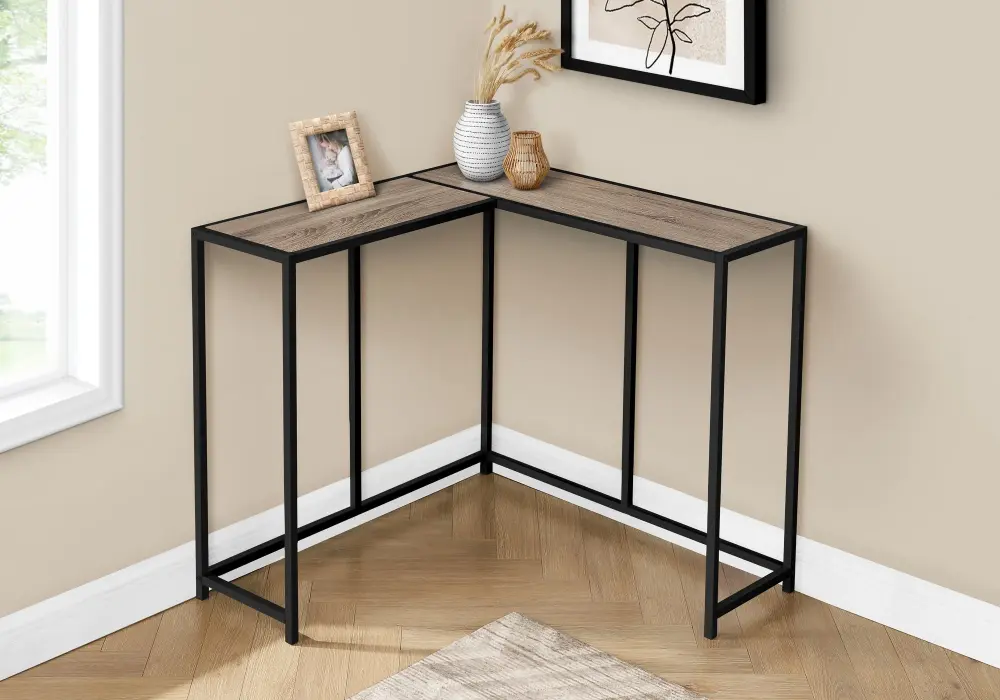 Corner Accent Console Table Entryway, Distinctive L-Shaped Design