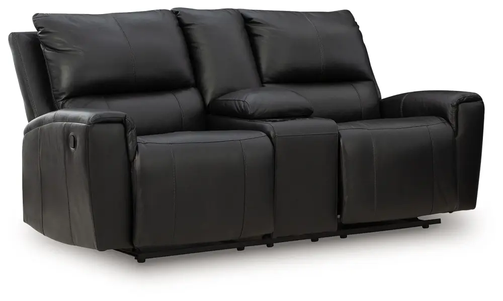Glossmore - Reclining Loveseat Console - Jet-black