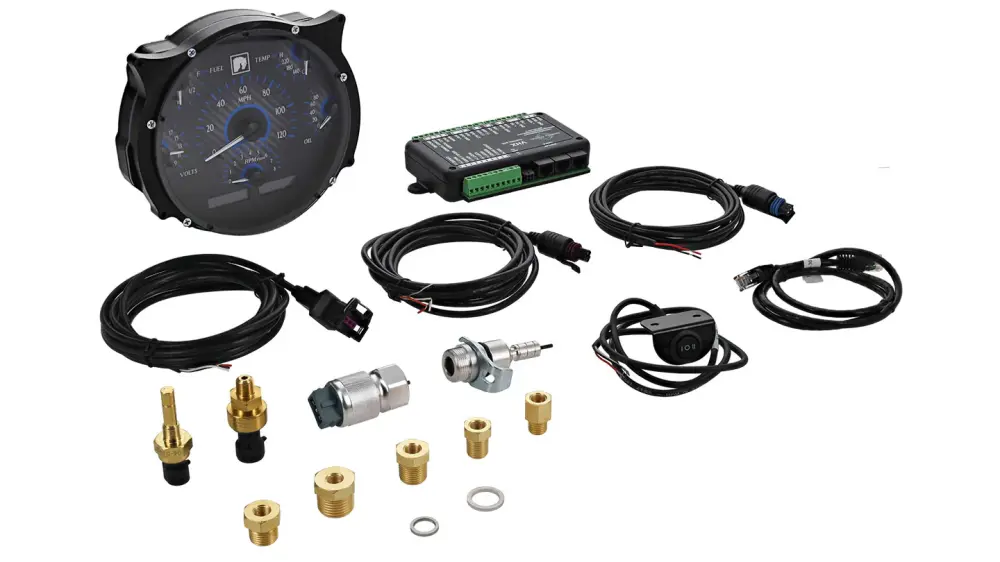 Dakota Digital VHX Speedometer, Carbon Fiber w/Blue Backlight, 1966-77 Ford Bronco