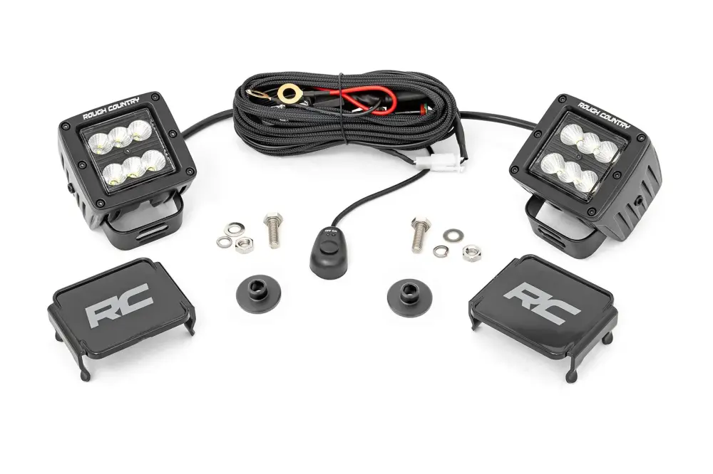 LED Ditch Light Kit - 2" Ebony Flood Pair, 2021+ Ford Bronco