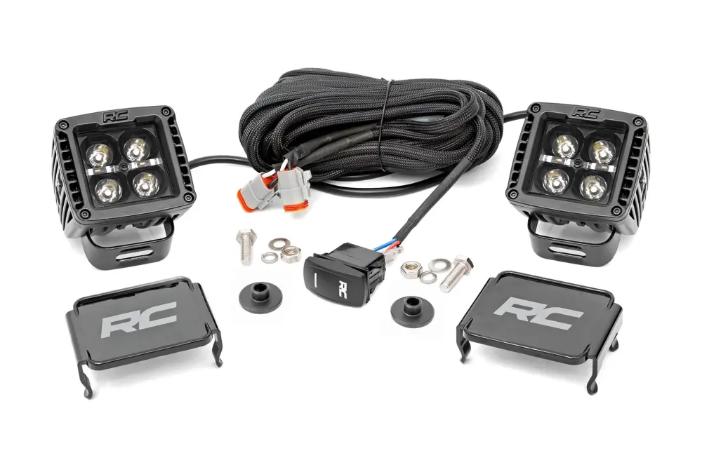 LED Ditch Light Kit - 2" Midnight w/Amber DRL Pair, 2021+ Ford Bronco