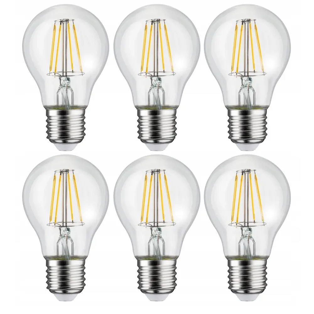 Maclean MCE268 6x LED Bulb, Filament E27, 8W, 230V, WW Snug White 3000K, 806lm, Retro Edison Decorative Bulb