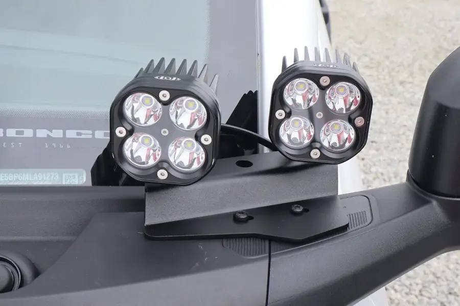 2021-25 Ford Bronco LOD Offroad Jet-black Ops Double -Pillar Base Light Mount, Bare Steel