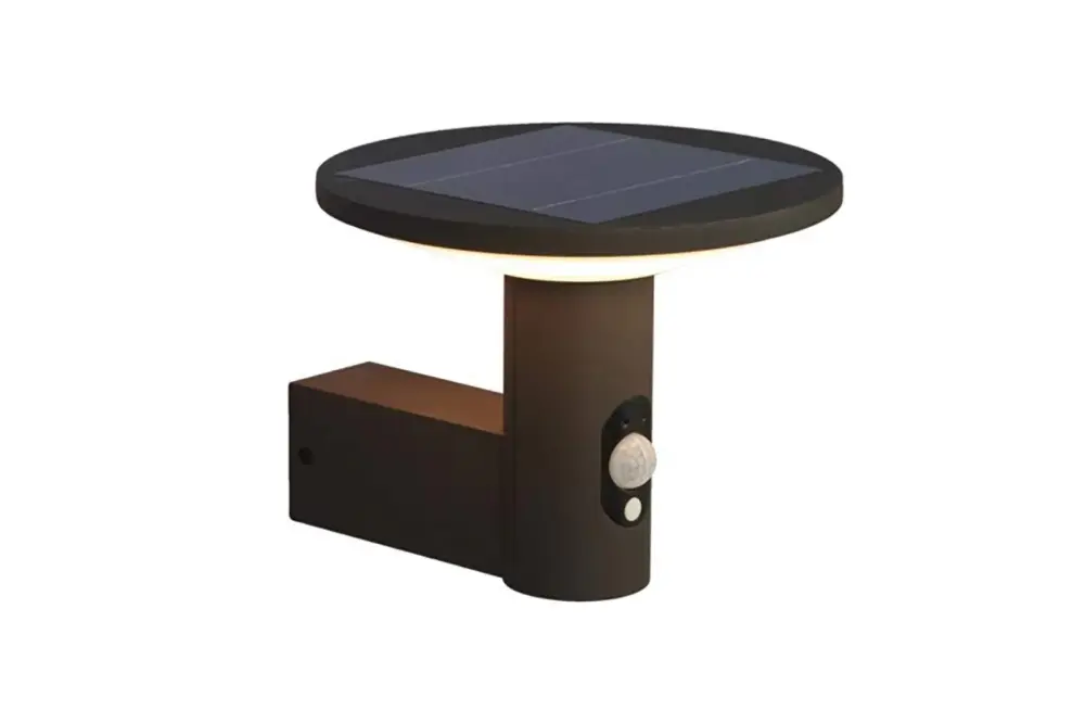 4lite Die-Cast Aluminium Circular Solar LED Talana Wall Airy 2 Modes Motion Detector Graphite