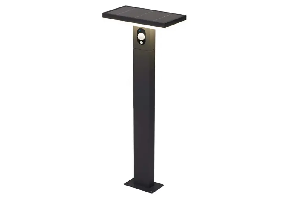 4lite Outdoor LED Rectangular Solar Bollard Light PIR Sensor IP54 230lm Die-Cast Aluminium Graphite Sleek White