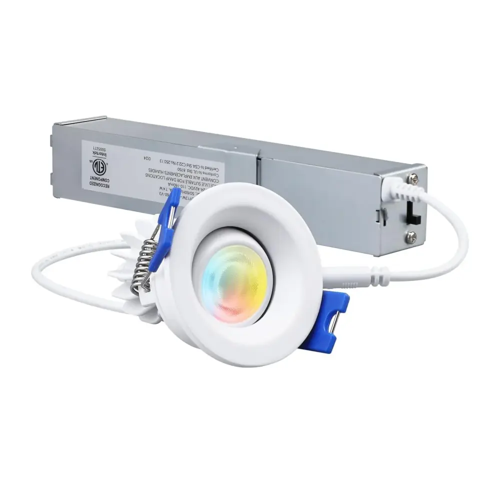 Rotatolux 2" Glare-free Gimbal Canless LED Recessed Light - DL 8W Dimmable Slender Beam Angle