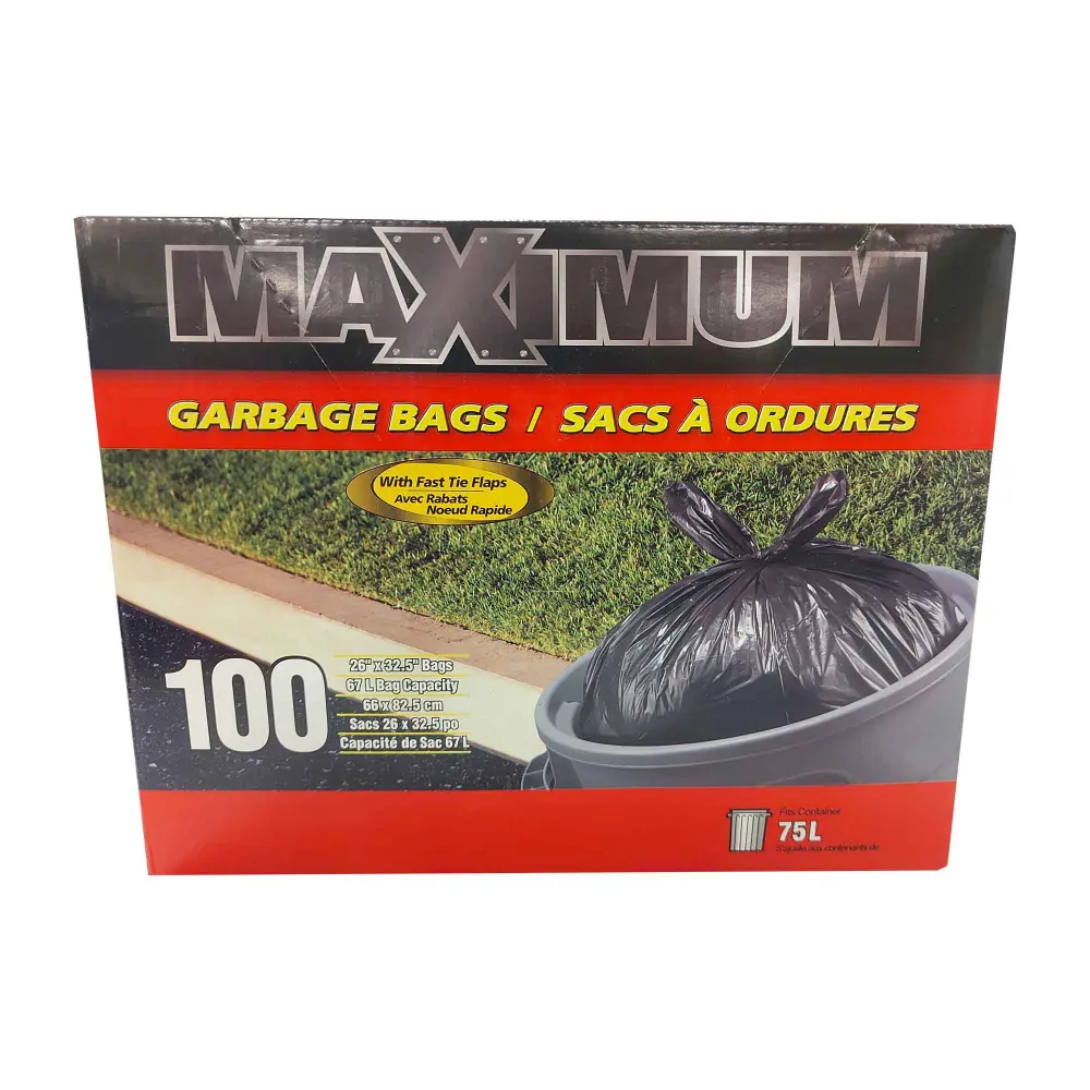 Black Garbage Bags 26'' x 32.5'', 100 Units