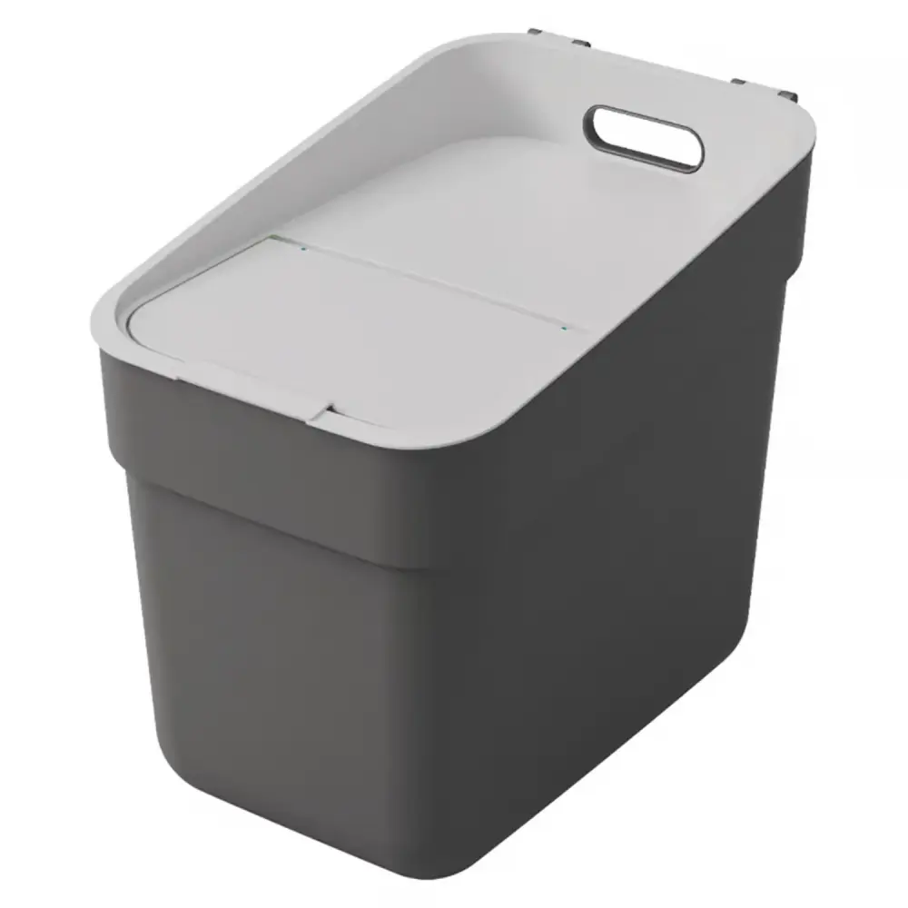Curver Ready To Collect Line Rubbish Bin Trash Garbage Can, Segregation, 20 liters, Onyx Grey