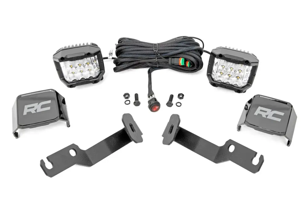 2005-15 Toyota Tacoma Rough Country Low-Profile Led Airy Ditch Light Kit, 3in Wide Angle OSRAM