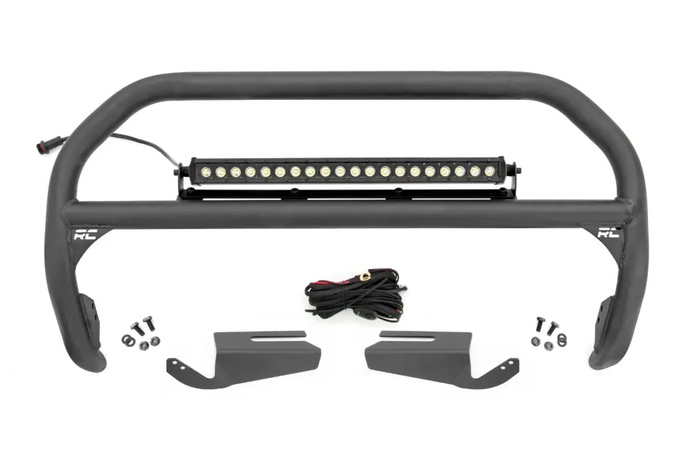 LED Off-Road Nudge Bar w/20" Black Single Row LED Light Bar OE Add-on Bumper, 2021+ Ford Bronco