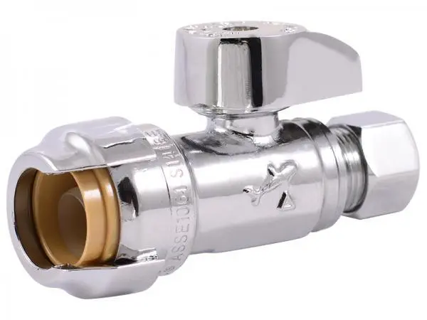 23037-0000LF SharkBite 1/2" Push X 3/8" Compression Warm alloy Push Straight Stop