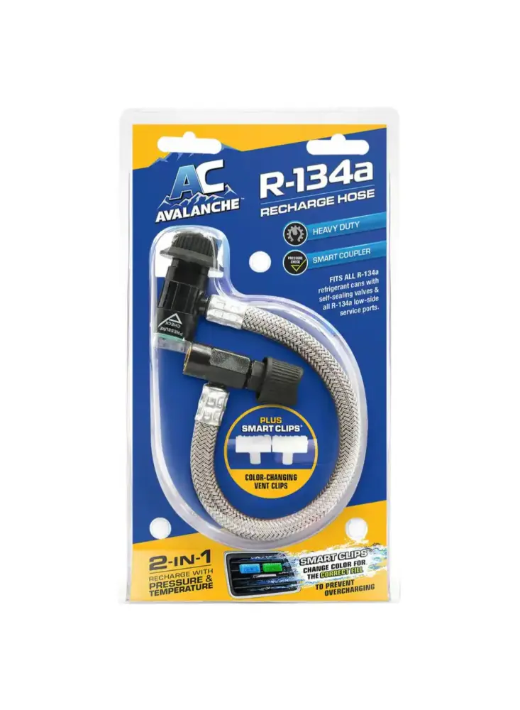 /C Avalanche Reusable R-134a Recharge Hose Smart Clips Recent
