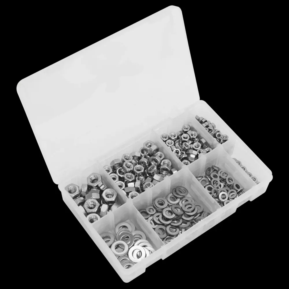 Sealey AB077NW 500pc Stainless Chromed Nut and Washer Assortment - M5-M10