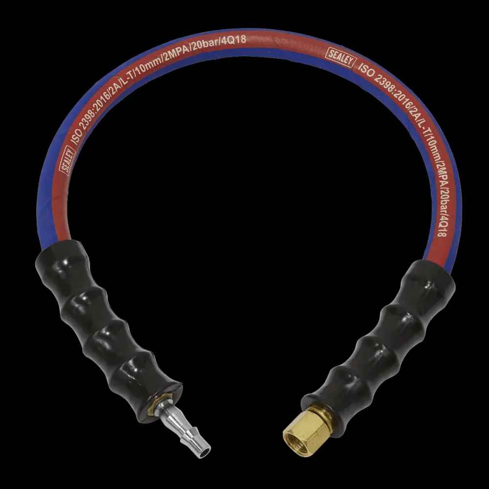 Sealey AH2R/38 Air Leader Hose 600mm x 10mm Tailpiece & 1/4"BSP Union
