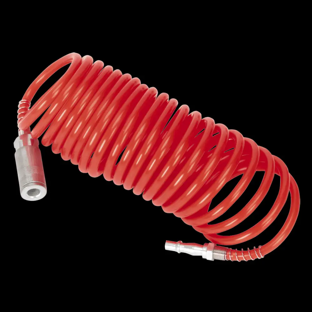 Sealey SA305 PE Coiled Air Hose 5m x 5mm Couplings
