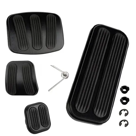 Black BILLET Pedal Pad Kit w/Rubber Inserts, Programmable w/Drum Brakes