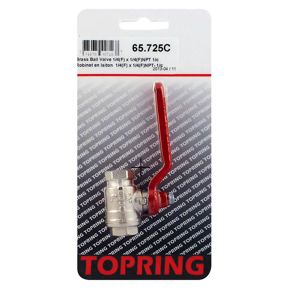 Quarter Turn Warm alloy Valve Compressed Air, 1/4 (F) x 1/4 (F) NPT