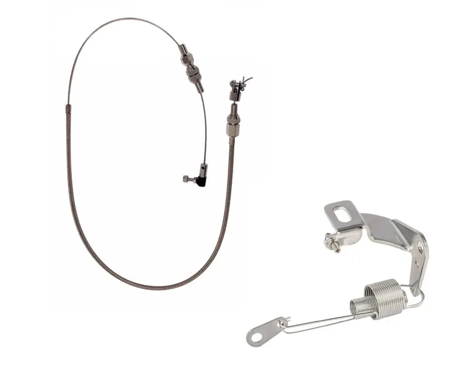 Throttle Cable & Mounting Bracket Kit Carburetor - Stainless Reinforced, v8