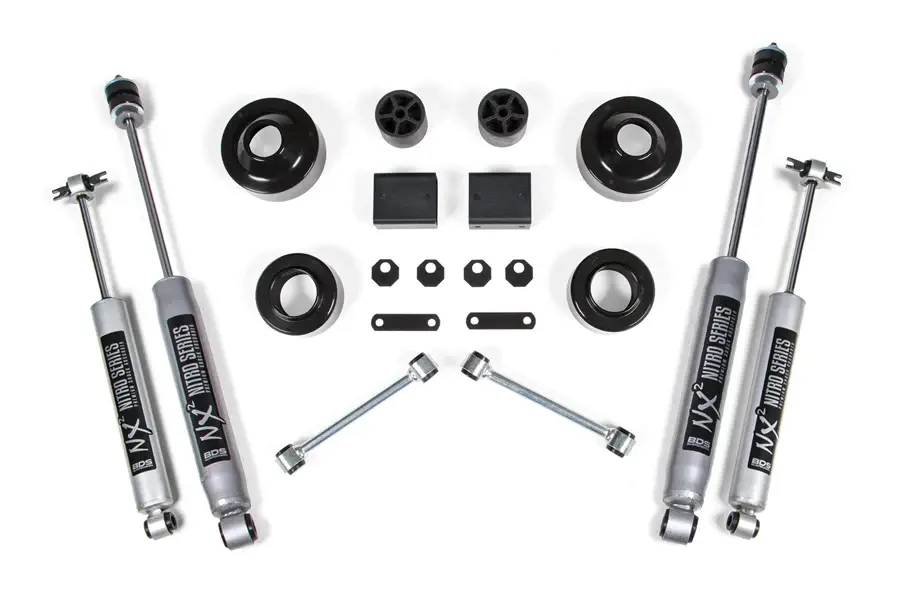 2007-11 Jeep Wrangler JK 2-Door BDS Suspension 2in Coil Spacer Lift Kit w/ NX2 Shocks