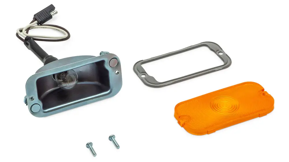 Turn Signal Bucket w/Amber Lens, Gasket & Bulb, 1966-68 Ford Bronco Compatible H11 Sockets