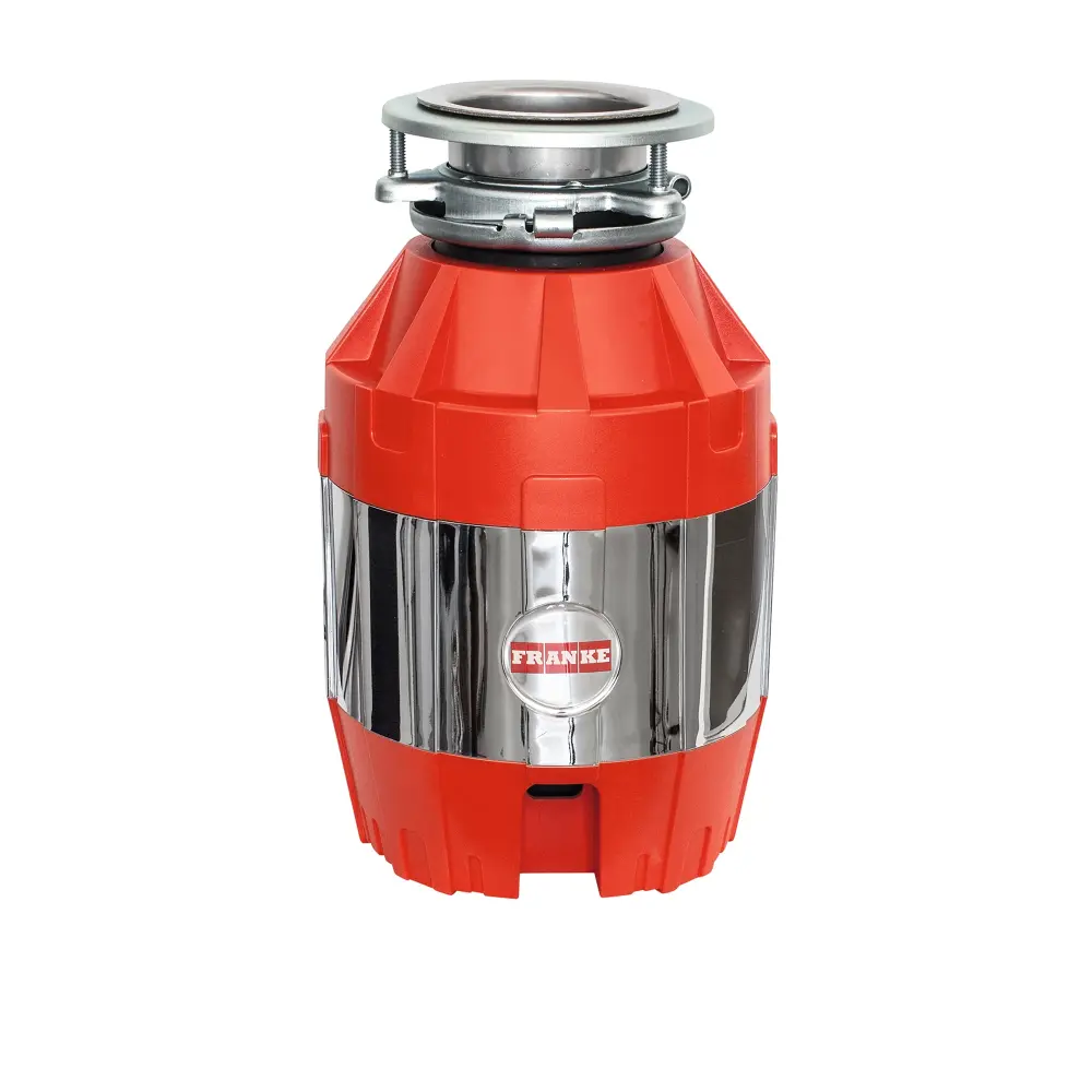 Franke 1/2 Horsepower Hall Continuous Feed Waste Control Master Disposer Torque 2600 RPM Jam Resistant DC Motor Red/Chrome...