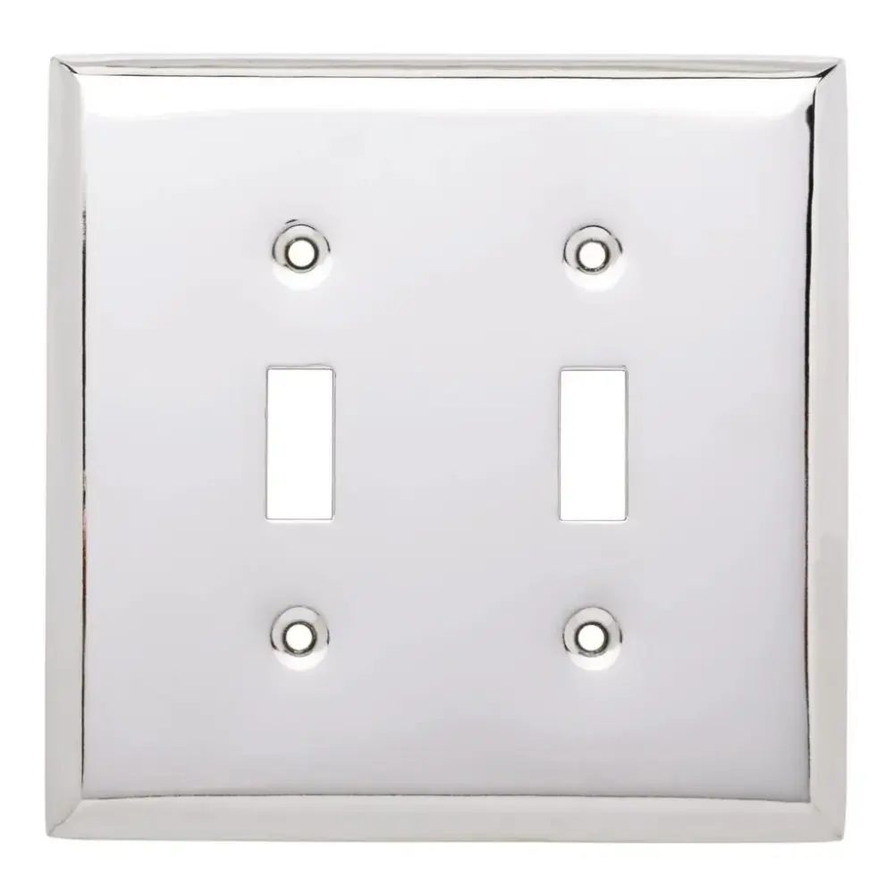 Hampton Bay Stamped Square Decorative Double Switch Plate Polished Chromium Damaged Box
