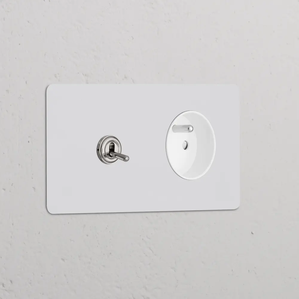 Kew Double Toggle & French/Belgian Type E Socket - Paintable Polished Nickel | Ivory