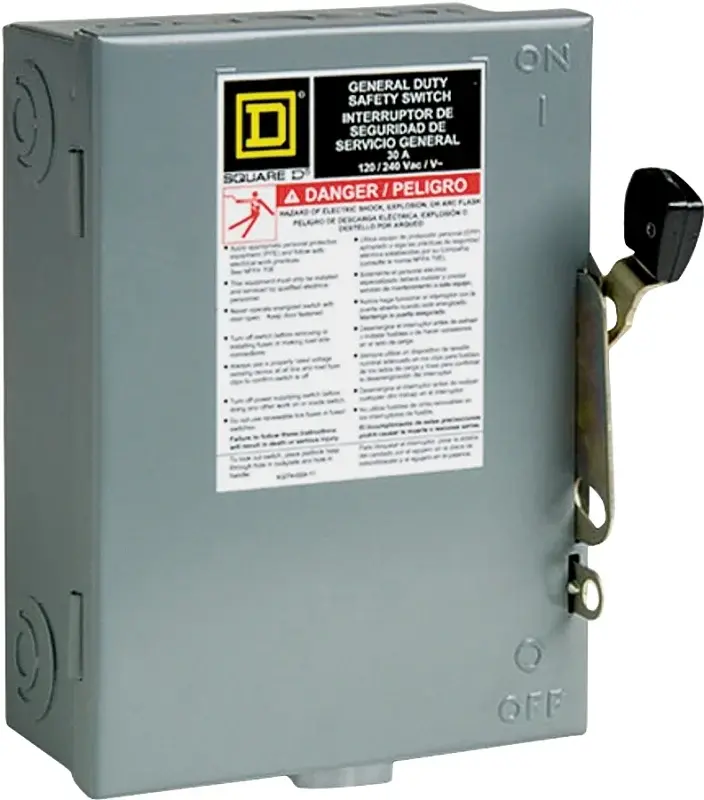 Square D D211NCP Safety Switch, 2 -Pole, 30 , 120/240 V, DPST, Lug Terminal