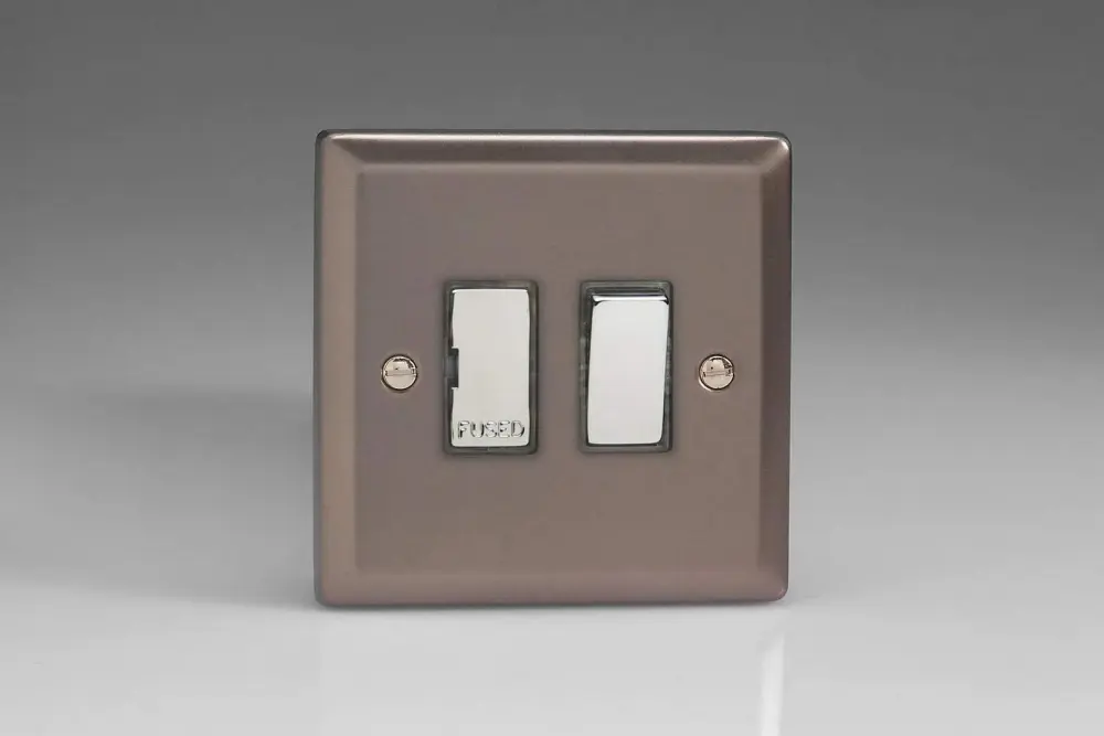 Varilight 13A Switched Fused Spur Alloy Inserts Pewter XR6D