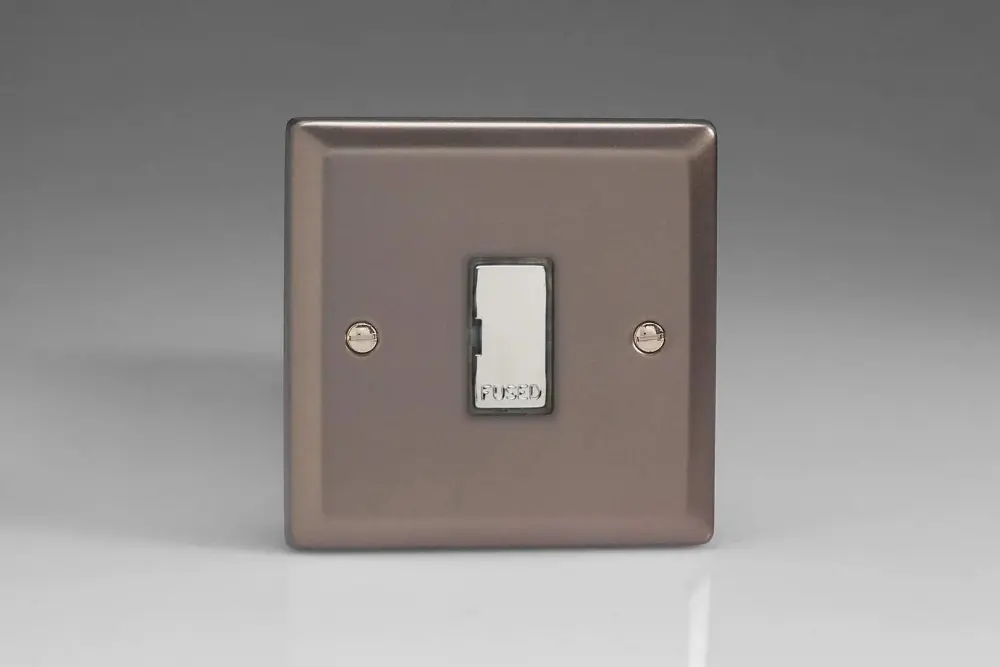 Varilight 13A Unswitched Fused Spur Alloy Inserts Pewter XR6UD