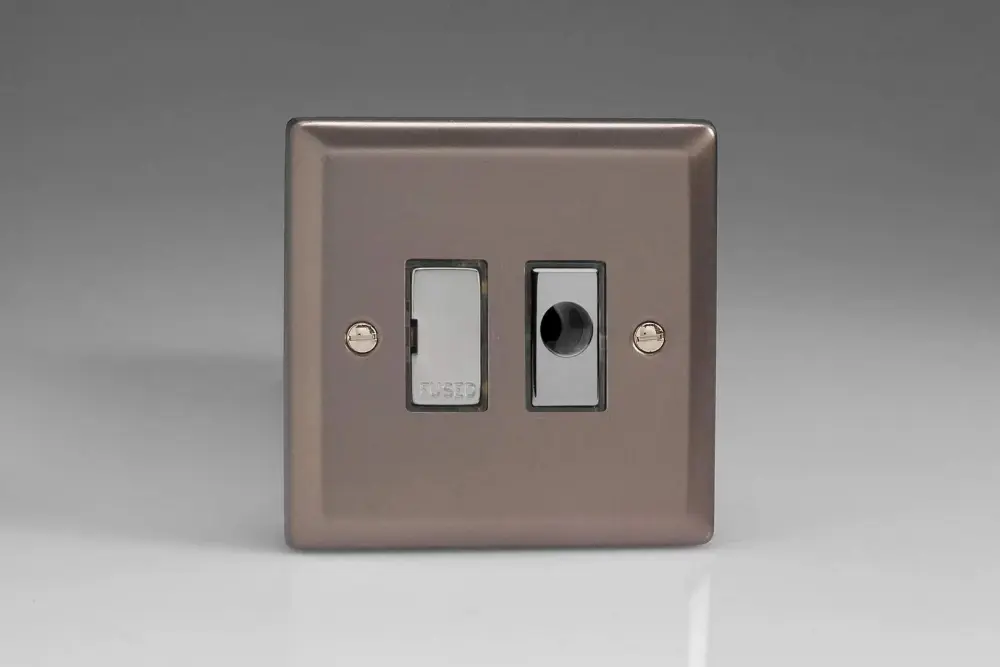 Varilight 13A Unswitched Fused Spur + Flex Outlet Steel Inserts Pewter XR6UFOD