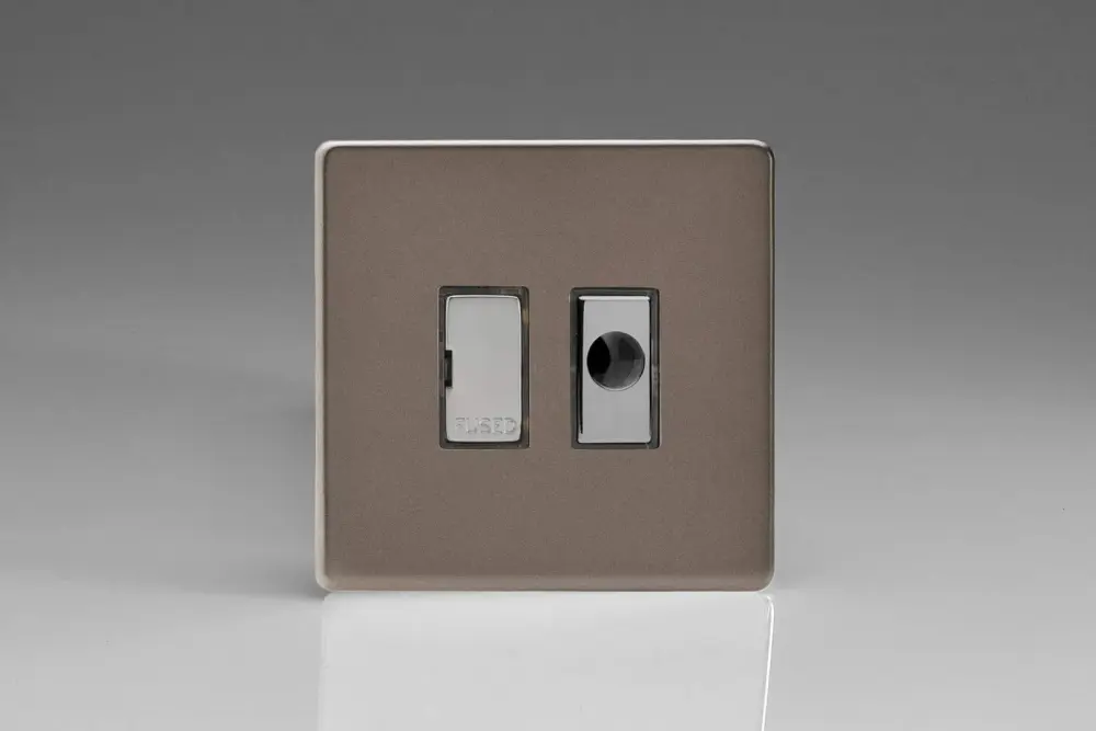 Varilight 13A Unswitched Fused Spur + Flex Outlet Steel Inserts Pewter XDR6UFODS