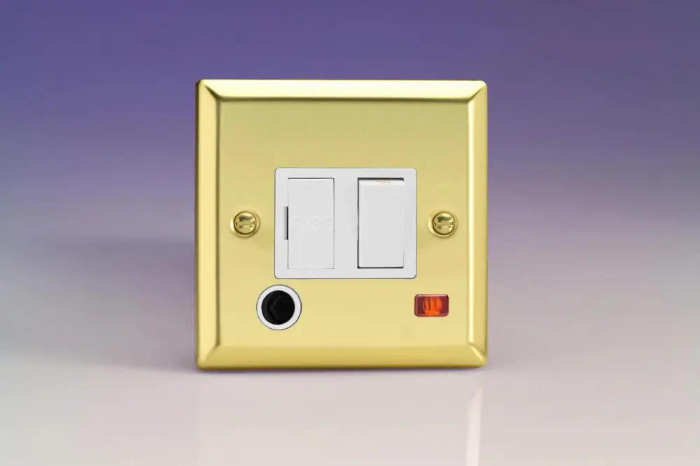 Varilight 1-Gang 13 Amp Switch Fused Spur Flex Outlet, White Insert Victorian Warm alloy XV6FOW