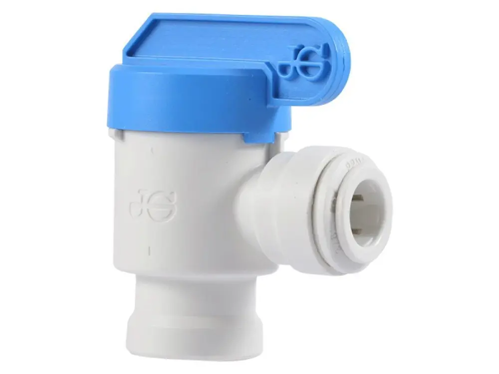 PPSV501222W John Guest 3/8" Tube OD x 1/4" NPTF Female Elbow Shut-Off Valve (NPTF Thread - Speedfit to Female)