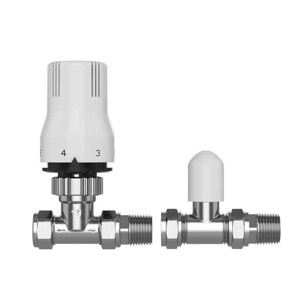 Pro Classic Straight Thermostatic Radiator Valve Lockshield 15mm