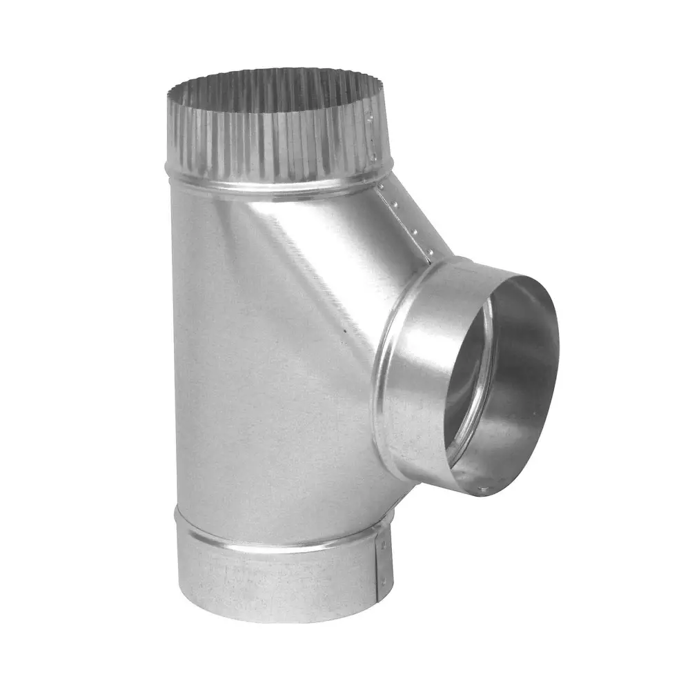 Direct Fit Tee Connector Ventilation Galvanized Alloy 30 Gauge, 3"