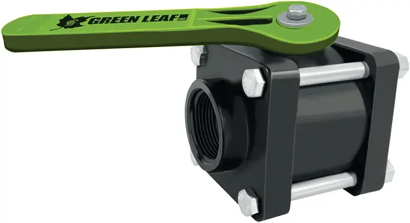 Green Leaf V150FP Ball Valve, 1-1/2 Connection, Female NPT, 150 psi Pressure, Manual Actuator, Polypropylene Body