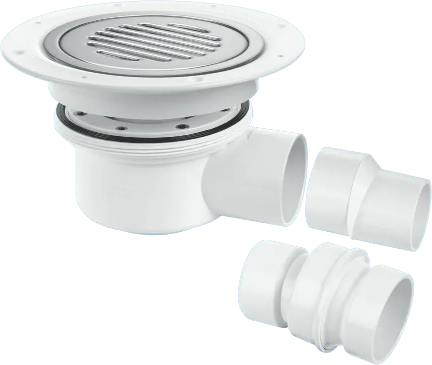 McAlpine TSG52SS-SL-NSC Two-Piece 50mm Water Seal Trapped Gully, Clamp Ring and Cover Plate, 2" Horizontal Outlet and 2" x...