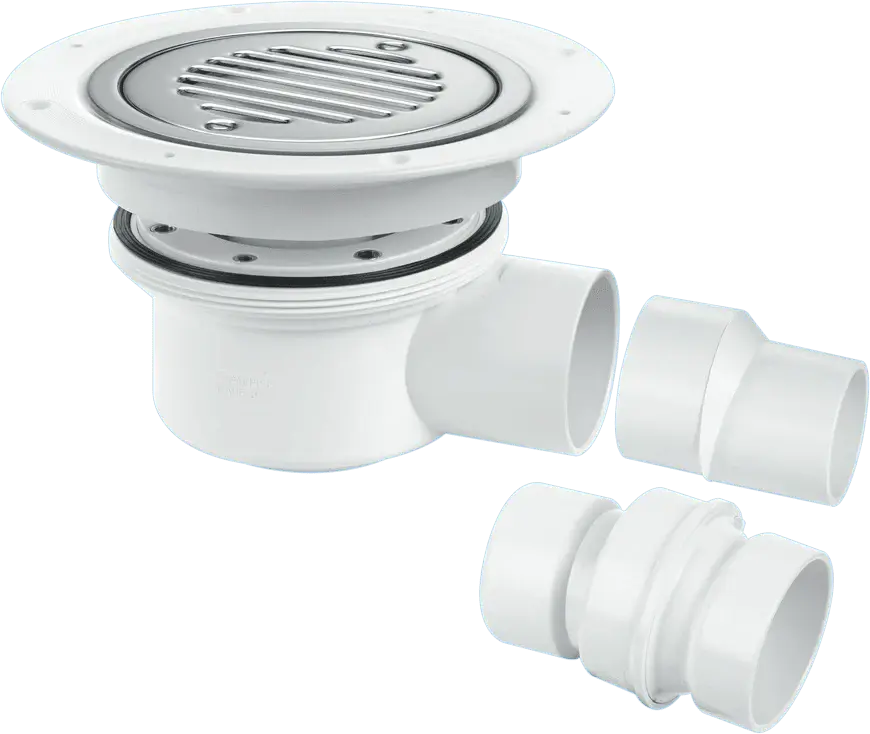 McAlpine TSG52SS-SL-SC Two-Piece 50mm Water Seal Trapped Gully, Clamp Ring and Cover Plate, 2" Horizontal Outlet and 2" x ...