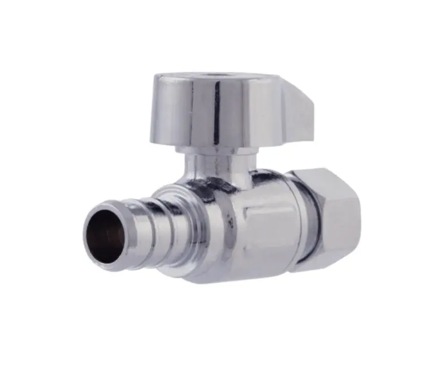 1/2" F1807 PEX X 3/8" OD COMP STRAIGHT STOP VALVE 1/4 TURN
