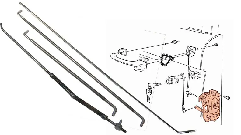 Lifted Truck Driver Side Door Rod Kit, 1966-77 Ford Bronco