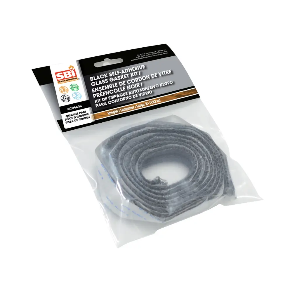 3/4" x 6' Flat Ebony Self-Adhesive Glass Gasket