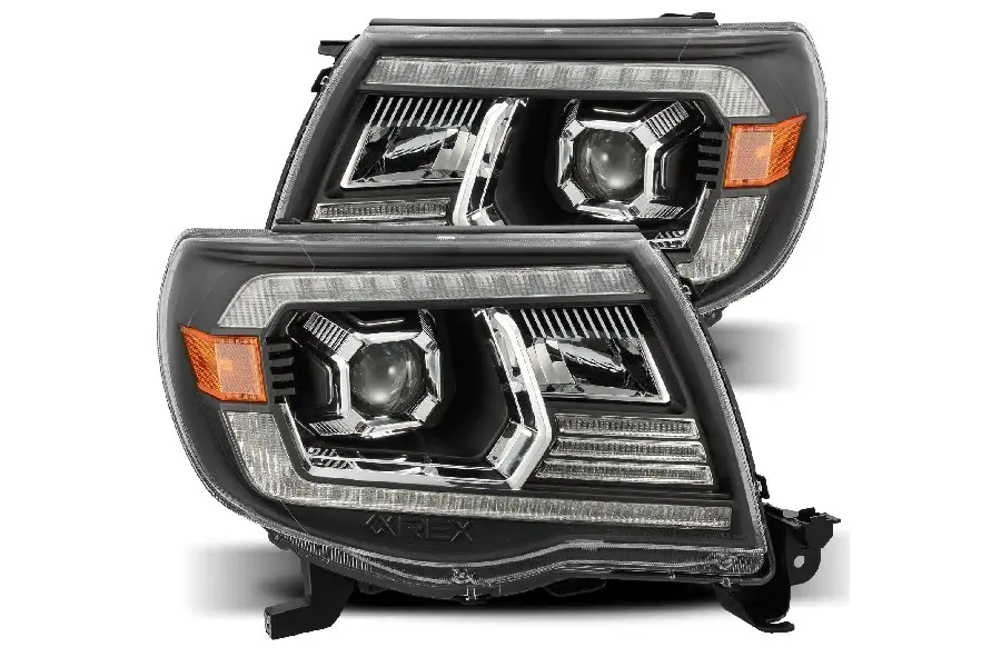 2005-11 Toyota Tacoma AlphaRex Luxx Series LED Projector Headlights - Jet-black