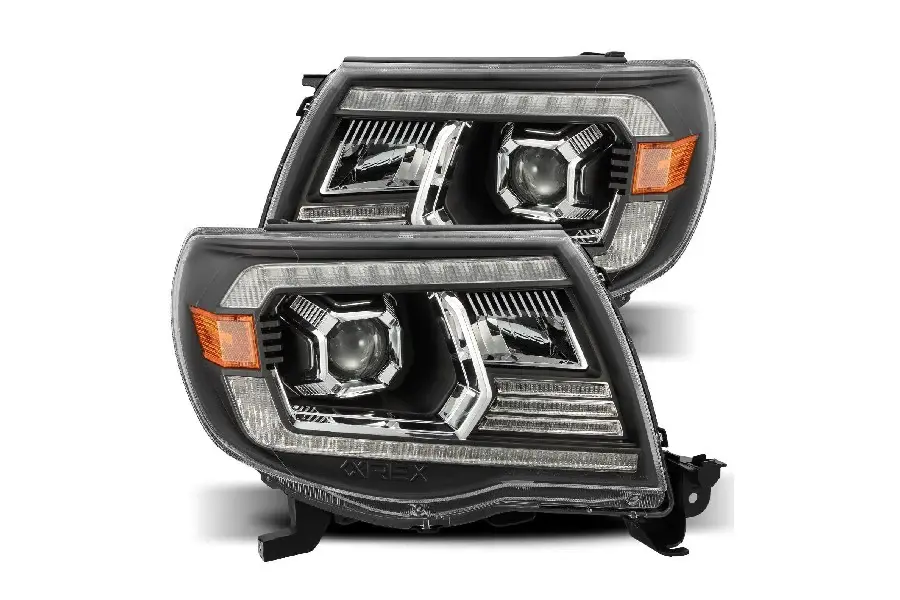 2005-11 Toyota Tacoma AlphaRex Pro Series LED Halogen Projector Headlights - Ebony