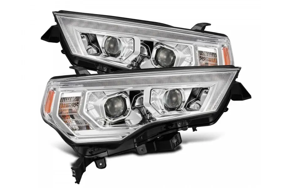 2014-24 Toyota 4Runner AlphaRex MK II Luxx Series LED Projector Headlights - Shiny metal