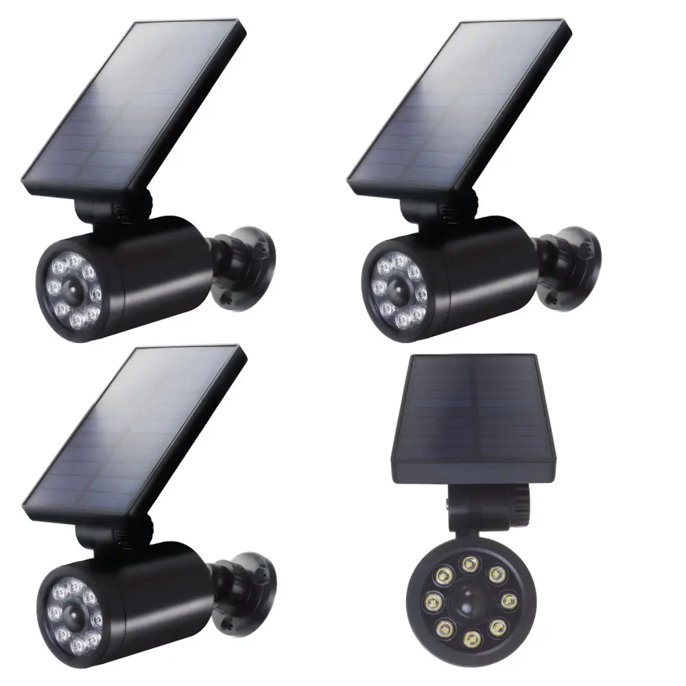 Solar Dummy Camera, Flashing LED, Motion Sensor, LED Lighting, Free Sticker, SOL1801S, 4 Pieces Adjust