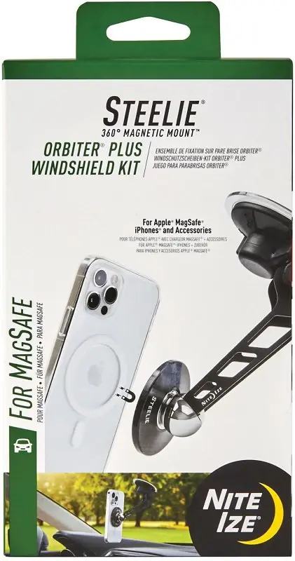 Nite Ize Orbiter Plus, Steelie Series STOMSWK-01-R8 Windshield Kit, Aluminum, Ebony 2 Sun Shades Included
