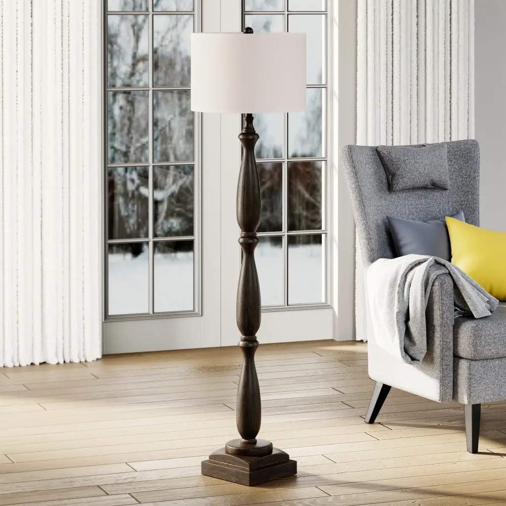 61.5'' Vintage Grey Resin Contemporary Floor Lamp Living Room/bedroom #F248